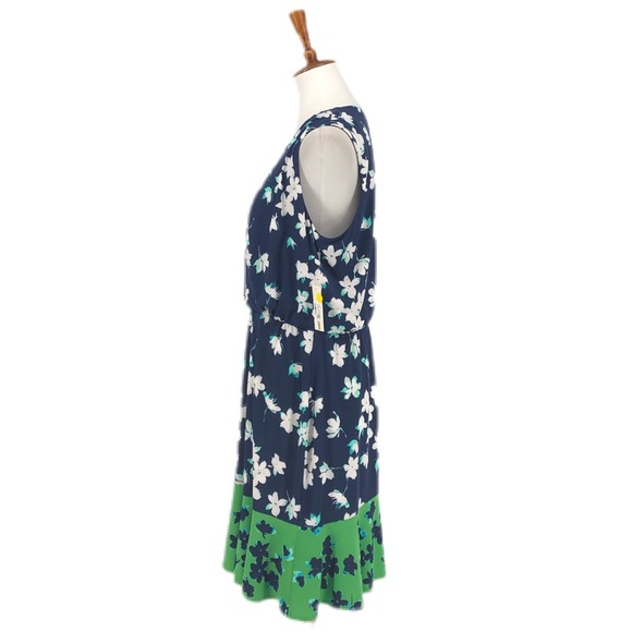 Eliza J Navy & Green Floral Print Dress, Size 14 - Picture 3 of 8